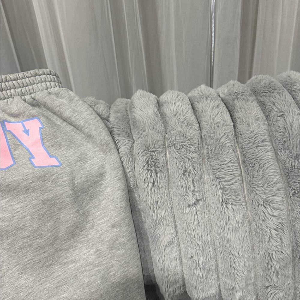 Light Grey Women's Sweat Joggers with Elastic Cuffs - Picture 3 of 4